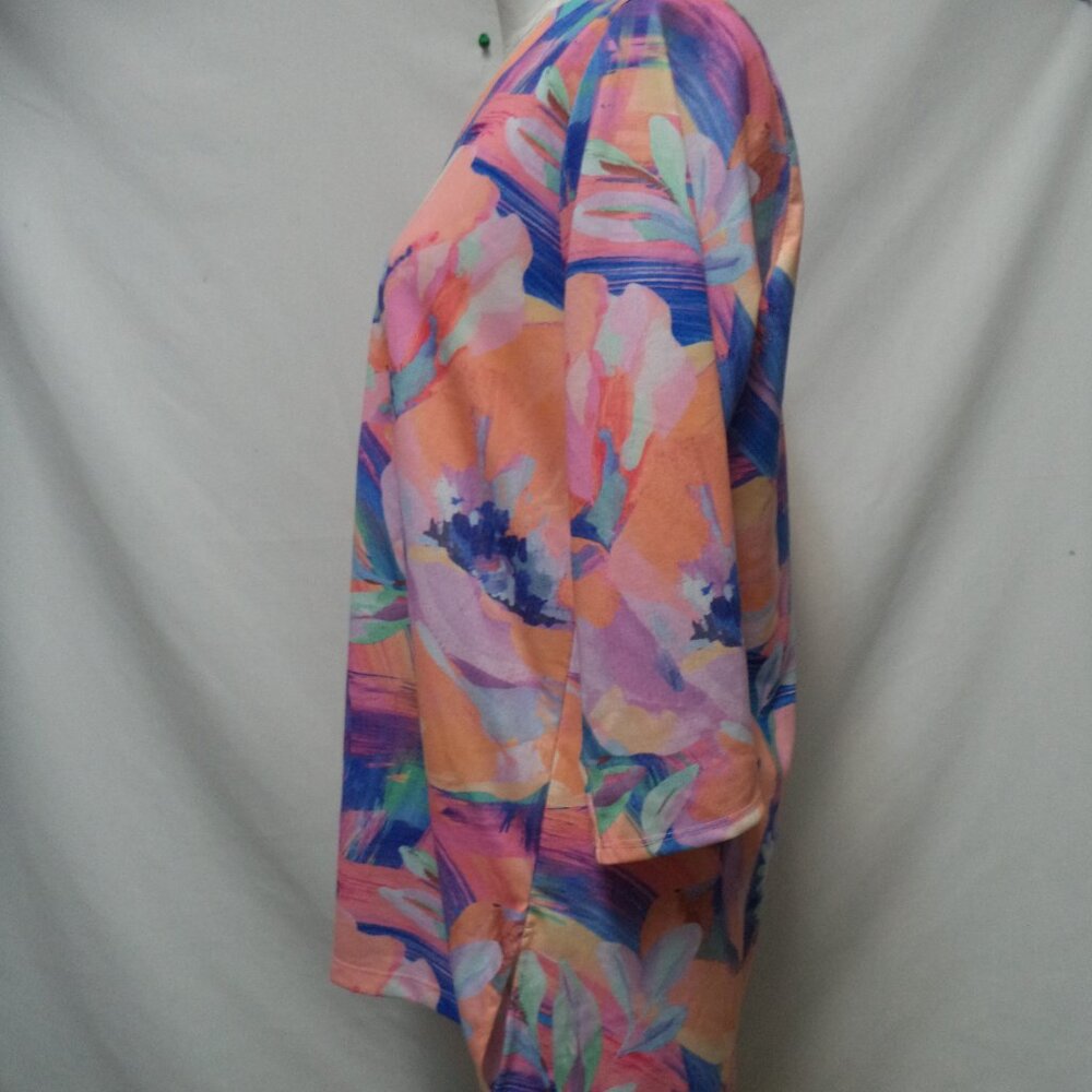 Soft Surroundings Felisa knit Floral tunic top blouse V-neck Size Sz Large Lg L - Picture 6 of 13